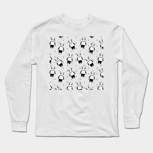 Black and white panda dotted pattern Long Sleeve T-Shirt